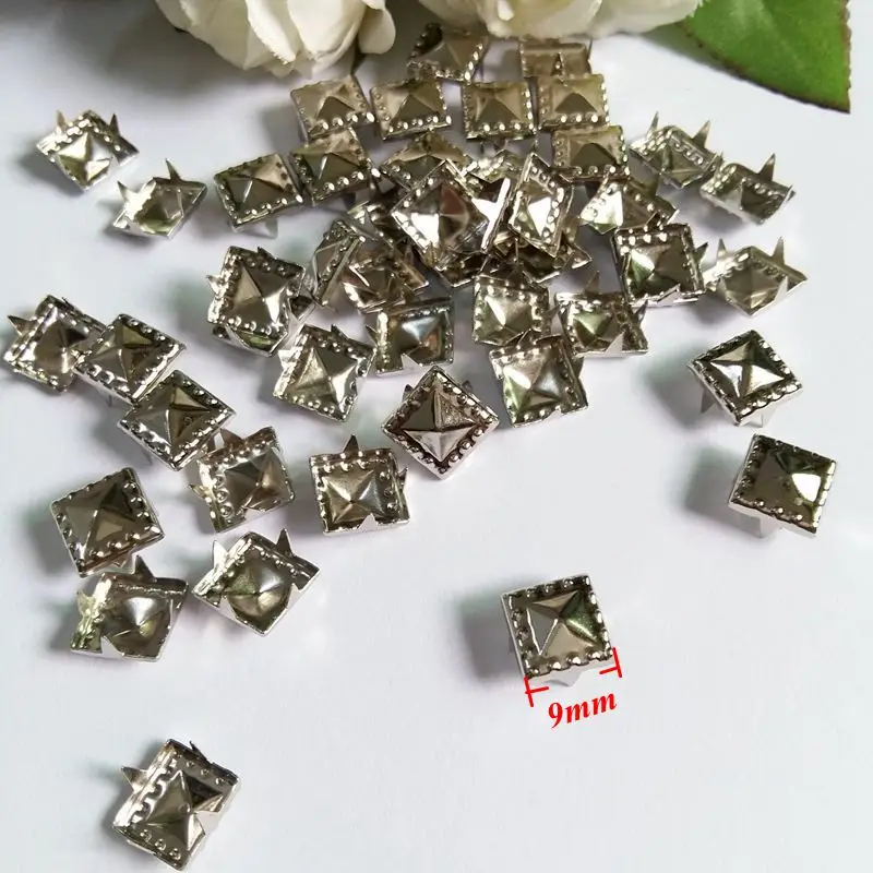 

300pcs/lot new rivet 9MM Square Four claw metal studs and Spikes for clothing Garment Rivets for Clothes