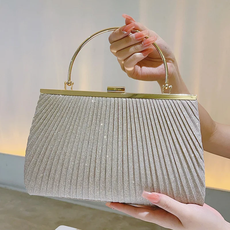 

Qyahlybz female evening bag light gold banquet bag wedding bridesmaid handbag dress small clutch women's handbags