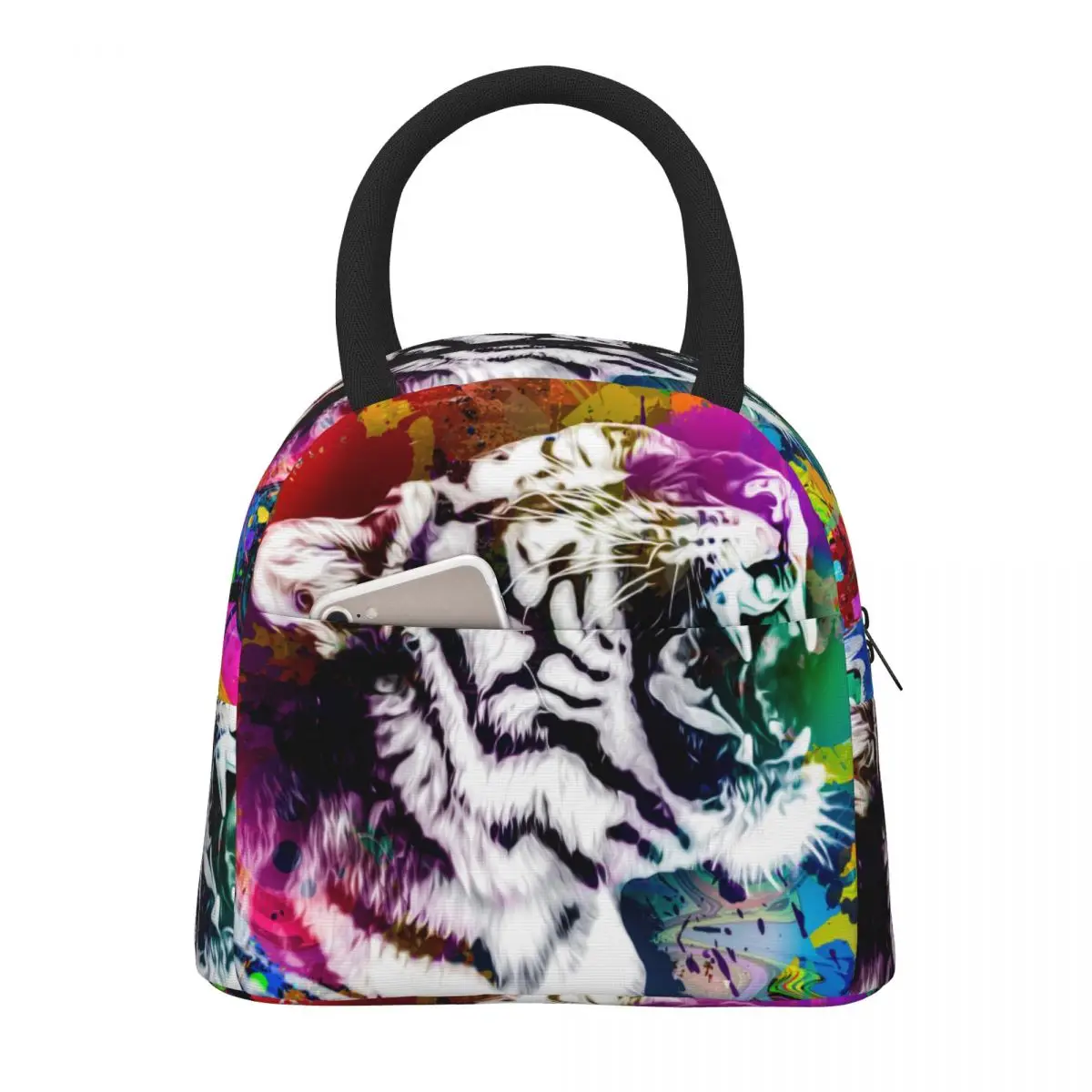 

Lunch Bags for Women Kids Graffiti With Tiger Thermal Cooler Waterproof School Oxford Lunch Box Food Storage Bags