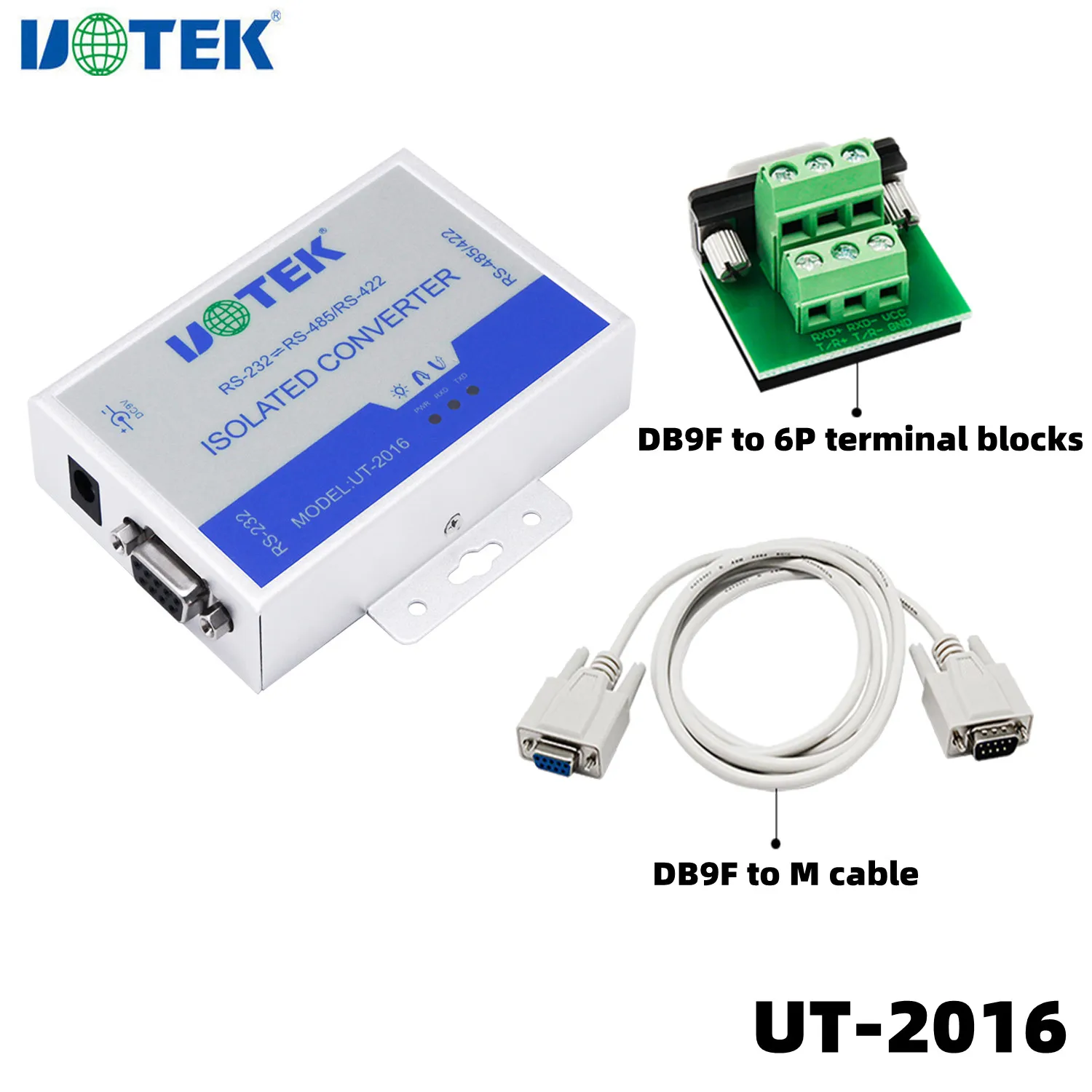 Промышленный адаптер UOTEK DB9 RS232 в RS485 RS422 с изолированным разъемом против молнии
