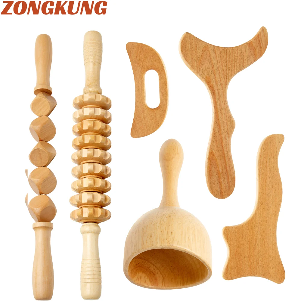

Maderotherapy Kit Wood Therapy Set Full Body Contour Massage Anti Cellulite,Wooden Roller Lymphatic Drainage Tool Sets