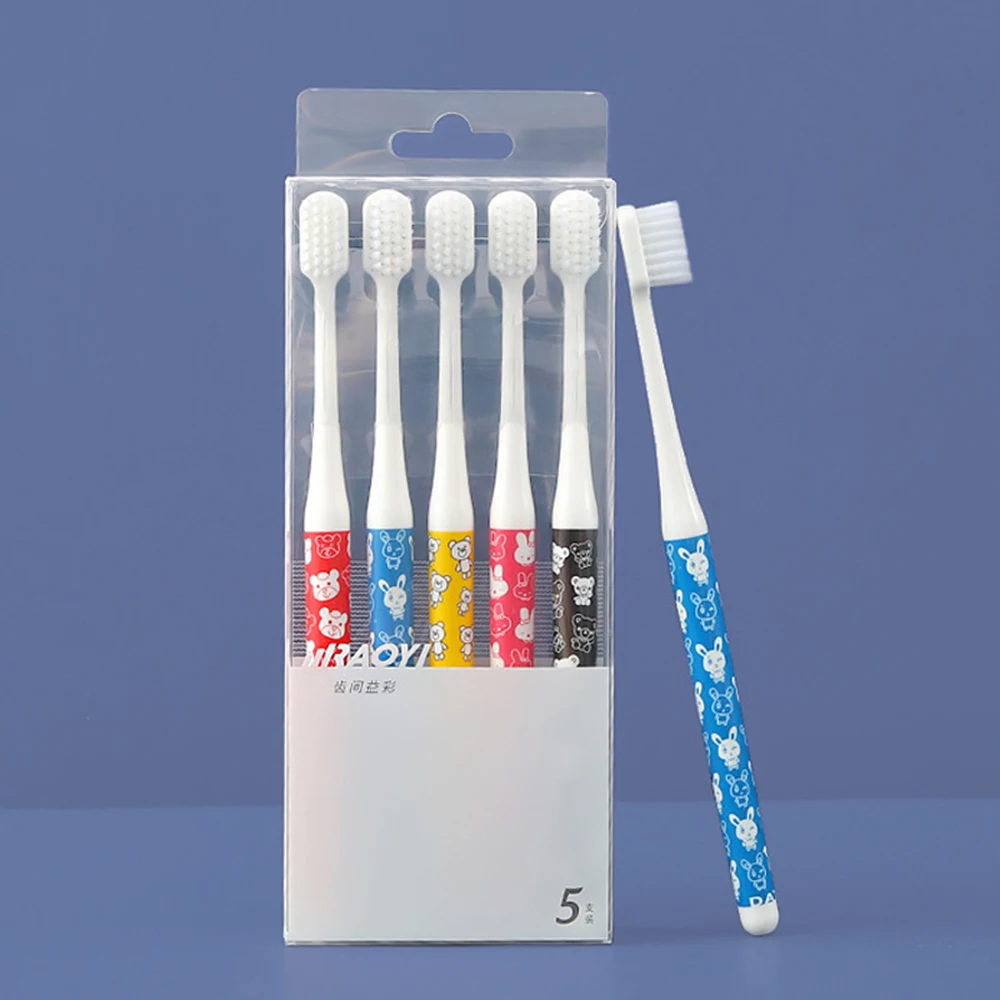 

5Pcs Adult Toothbrushes Household Creative Cartoon Print Soft Hair Toothbrush Toothbrushes Extra Clean Toothbrush WH998