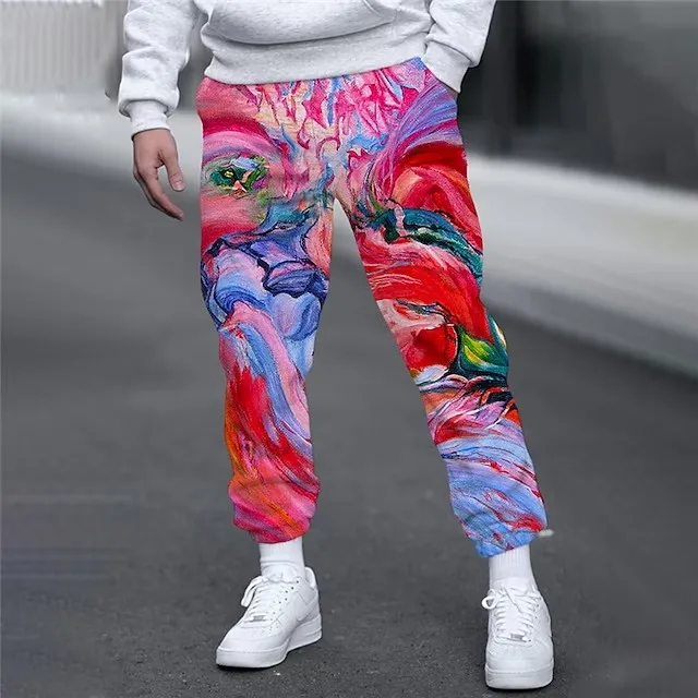 Men Sweatpants Joggers Trousers 3D Printed Fashion Side Pockets Graphic Sports Streetwear Hip Hop Full Length Trousers