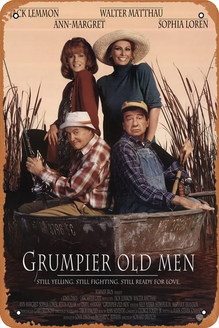 Grumper Old Men Stll yellng stll fghtng redy for love. 1995 Vntge Metl Tn Sgn 12 x 8 nches Плакат Move