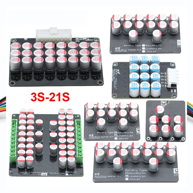 BMS 3S 4S 5S 6S 7S 8S 9S-21S Balance Li-ion Lifepo4 LTO Lithium Battery 1A 3A 5A 6A Capacitive Active Balancer Board Equalizer
