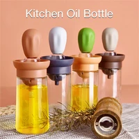 2 in 1 oil bottle with silicone brush dropper measuring oil dispenser bottle for kitchen cooking frying baking bbq grill frying
