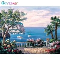 gatyztory paint by number seaside house hand painted painting art gift diy pictures by numbers scenery kits drawing on canvas ho