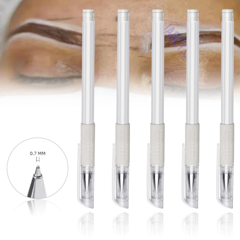 

2pcs White Microblading Eyebrow Marker Semi-Permanent Tattoo Eyebrow Designs Waterproof Skin Markers Non-Toxic Safe Accessory