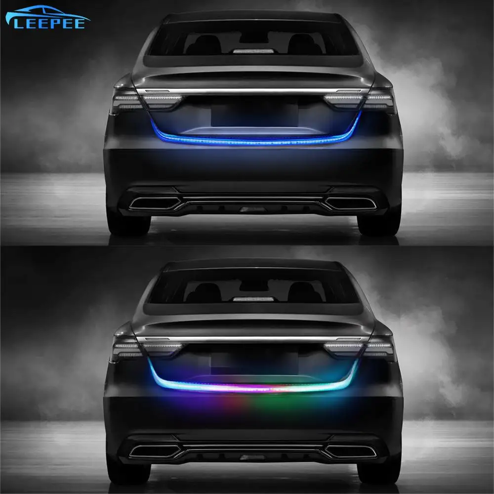 

Car LED Strip Lighting Rear Trunk Tail Light Brake Turn Signal Signal Lamp 12V Reverse Warning Light 1.2m Dynamic Streamer