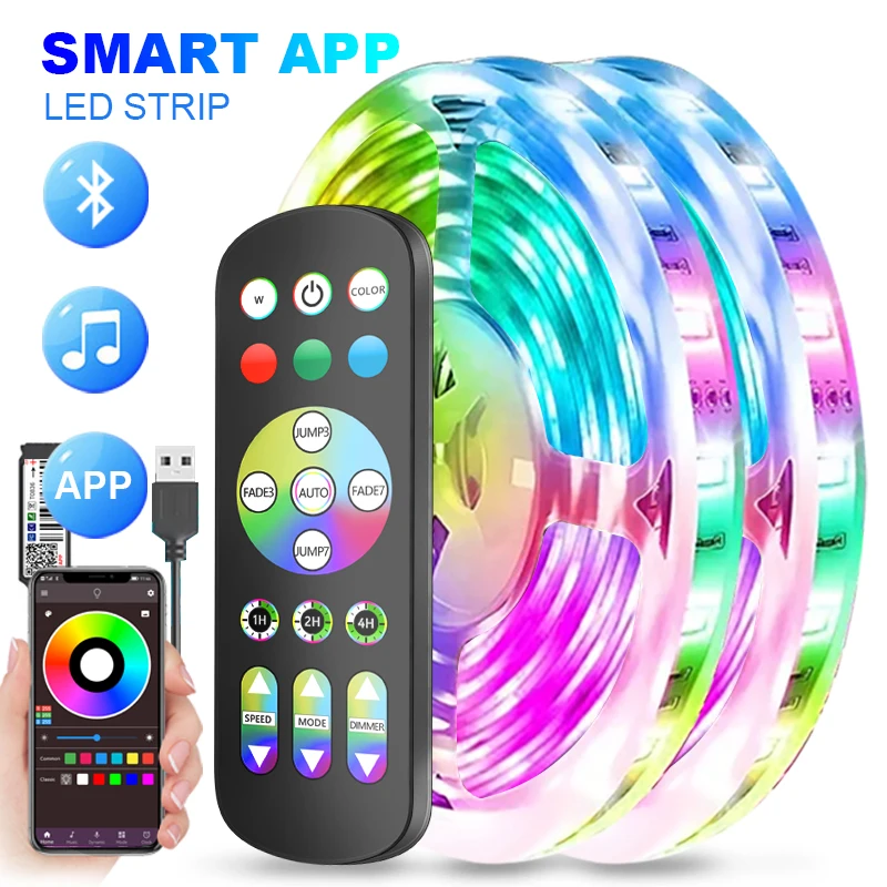 Светодиодная лента 5050 RGB APP Bluetooth WiFi USB гибкие цвета меняющиеся свет 30