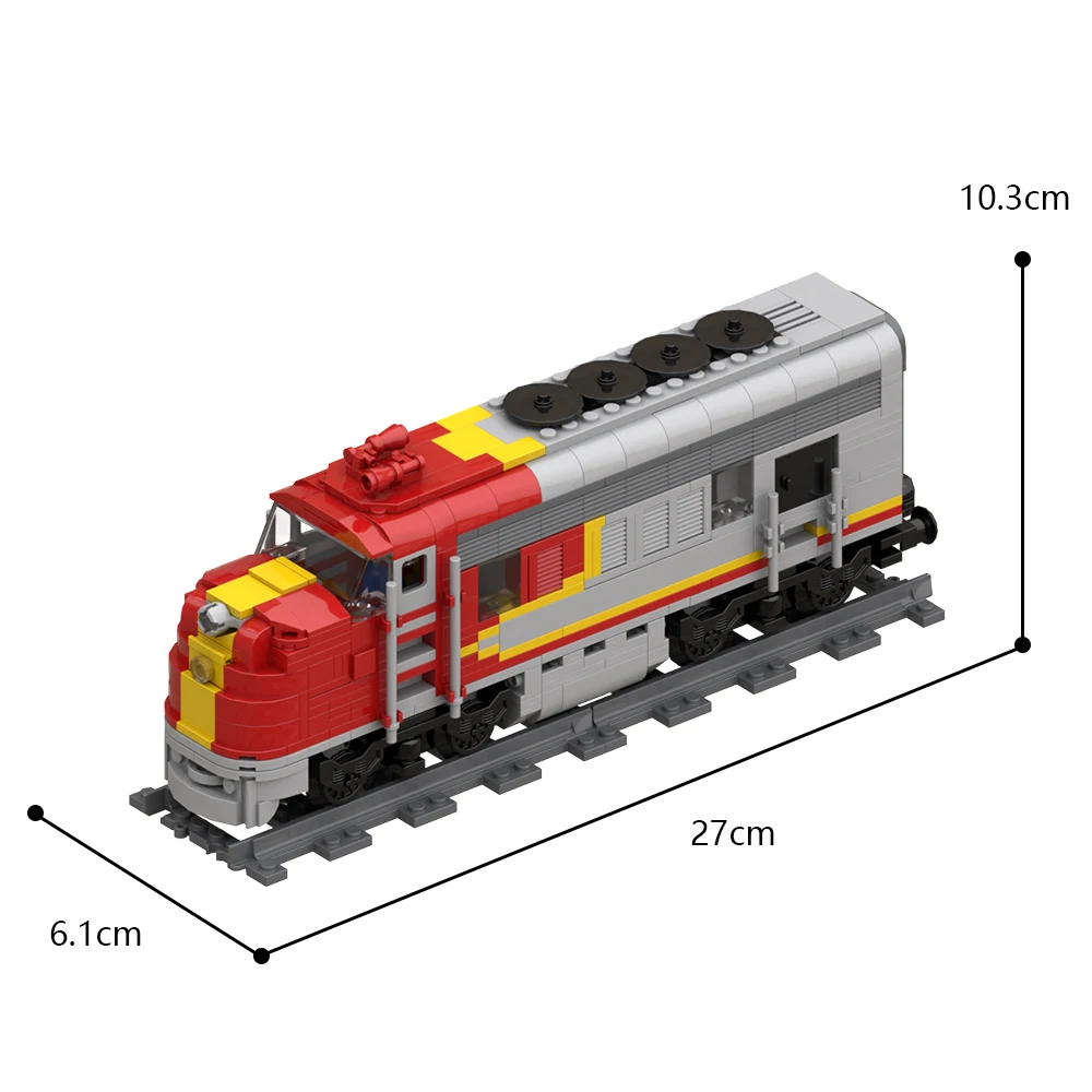 Строительные блоки Santa Fe Super Chief MOC, тяжелый пассажирский локомотив с красной серебряной полосой, винтажный поезд своими руками (art.: 3920d274fac61) - 3920d274fac61