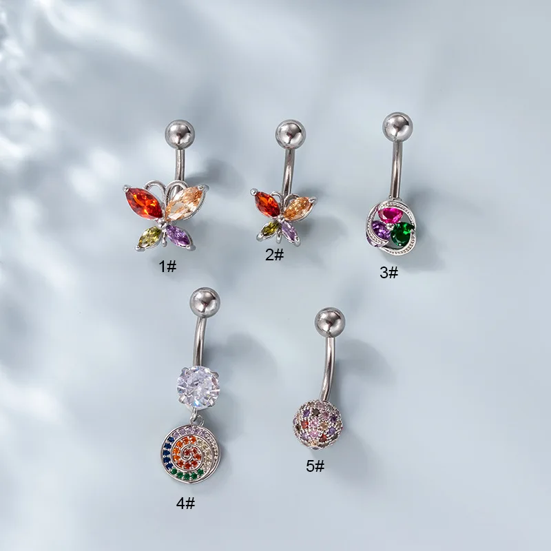 

1PC Multicolor Butterfly Belly Button Ring Navel Piercing Ring 1.6X10mm Creativity Navel Button Piercings for Women Body Jewelry