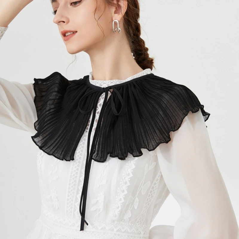 

Женский шифоновый накладной воротник, элегантный дышащий летний накладной воротник, Плиссированный Воротник, ожерелье, платье, рубашка, во...