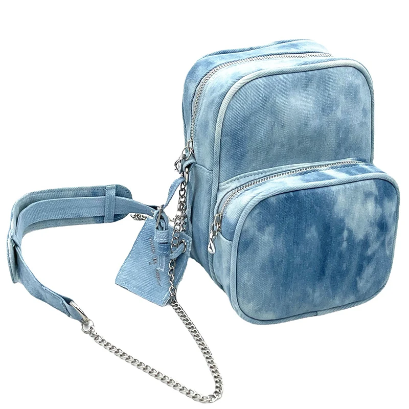 Tie-dye Denim Jeans Bags Cool Girl Totes 2023 Fashion Trend Denim Messenger Bags Women's Mini Shoulder Bag Kpop Star merch Bag