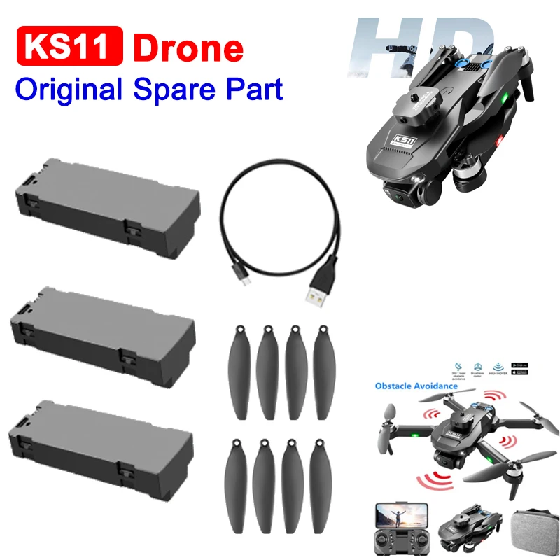 

Original KS11 Mini Drone Spare Part Propeller Props Blade/ 3.7V 1800mAh Battery / USB Charger Part LS KS11 Quadcopter Accessory