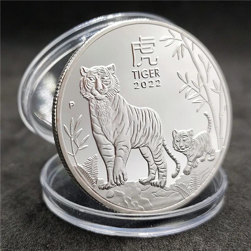 

Chinese New Year of The Tiger Coin Collectibles Newest 2022 Year Of The Tiger Commemorative Coins Gold Silver Coin