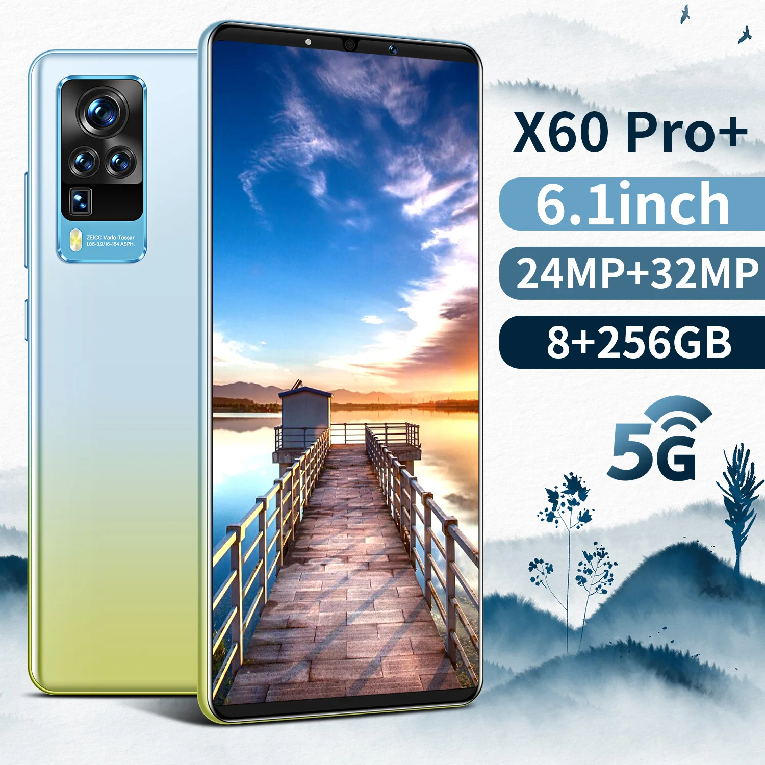 

X60 Pro+ 6.1Inch IPS Screen 6+128GB MTK6889 CPU 1440*3200 24MP+32MP 5200mAH Support Google Unlocked Global Version Smart Phone