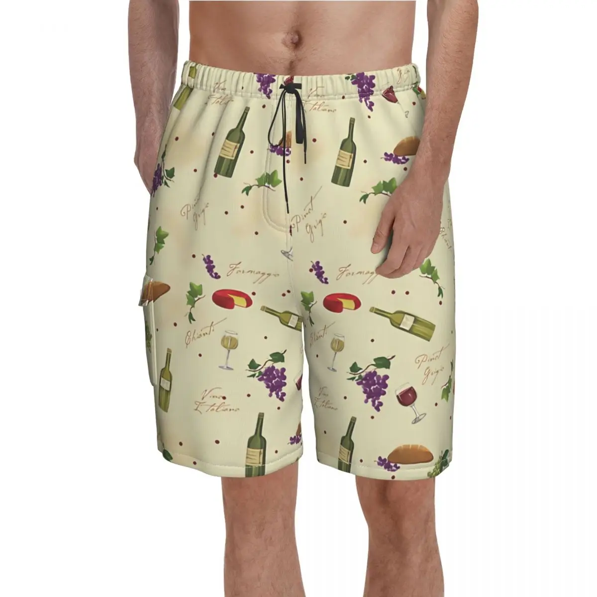 

Wine Pattern Board Shorts Funny Food Print Comfortable Board Short Pants Men's Printed Oversize Swimming Trunks Birthday Gift
