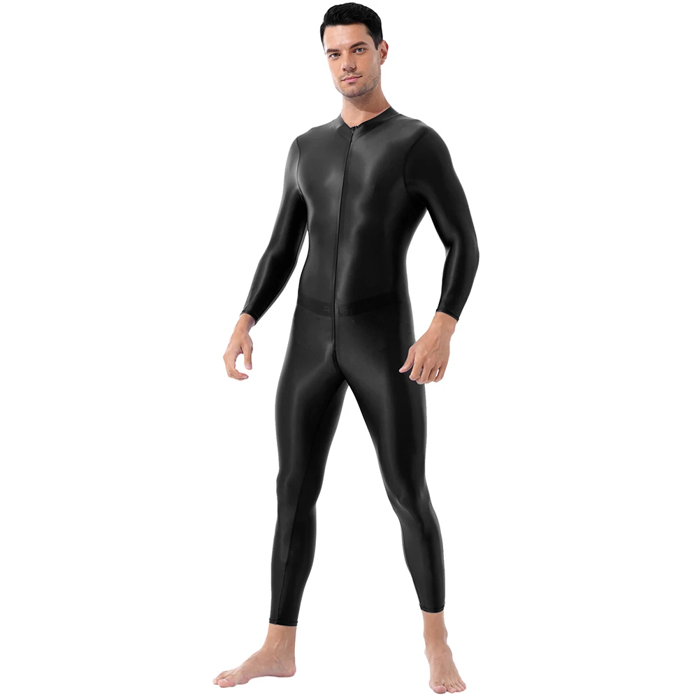 

Male Mens One Piece Jumpsuit Lingerie Nightwear High Neck Long Sleeves Ankle Length Clubwear Party Leotard Bodysuit Jumpsuit