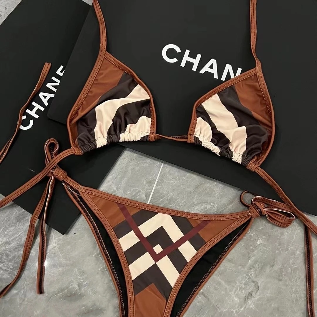 

Sexy Women's Halter Top Two Piece Swimsuit Tie Side Triangle Bikini Summer Solid Bathing Suit Beachwear Set 2023 Swimwear