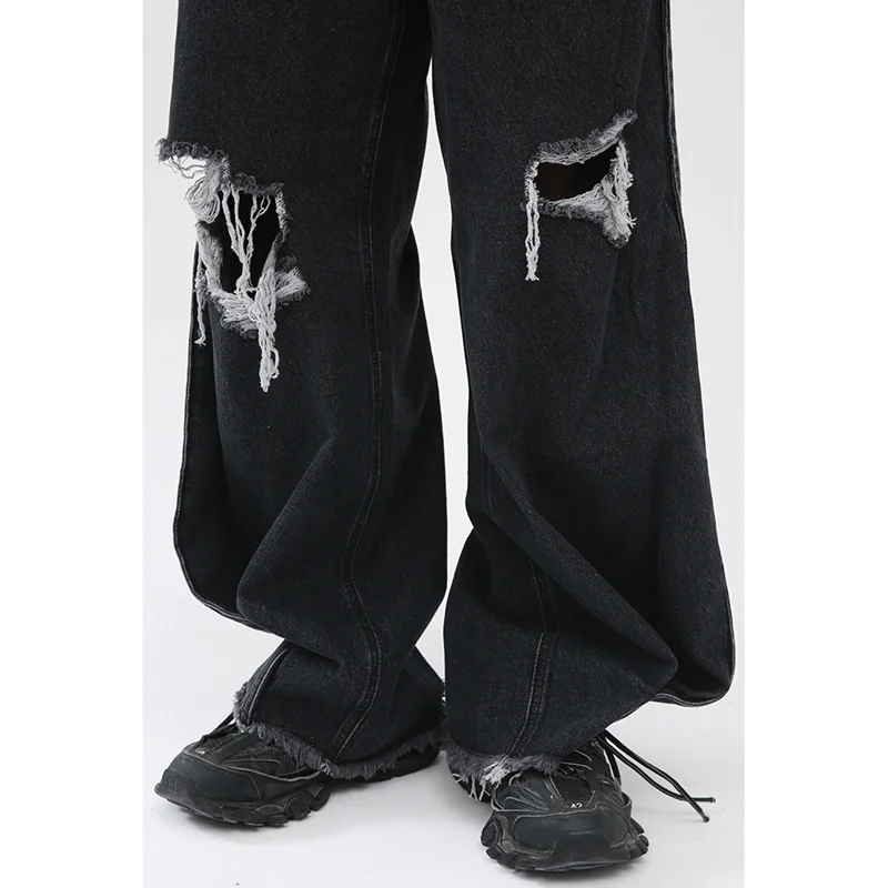 Streetwear Men Hip Hop Loose Straight Cylinder Letter Printing Casual Pants Versatile Comfortable Jeans Autumn and Winter Female