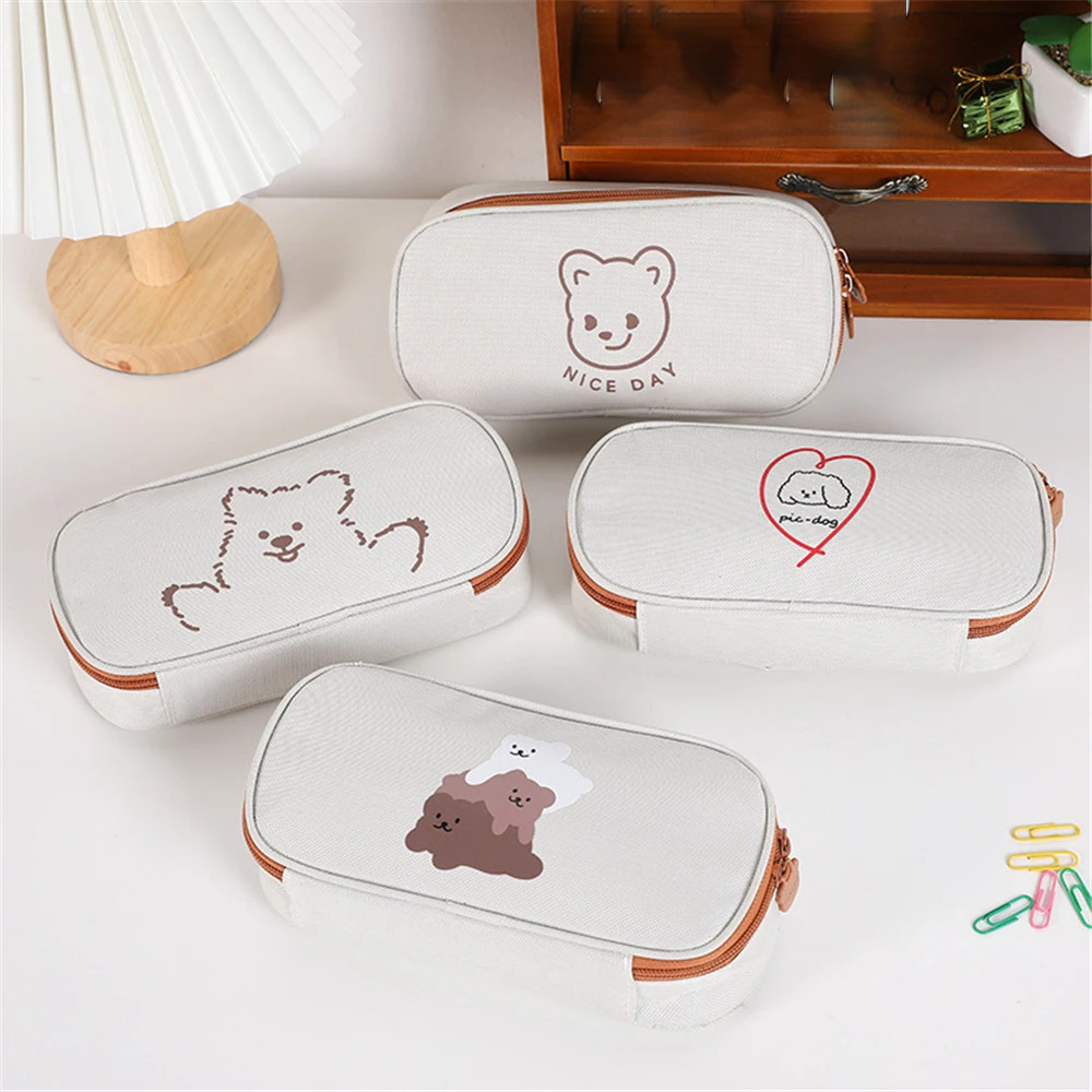

Cute Cartoon Bear Pencil Bag Korean Stationery Storage Pouch Large Capacity Cosmetic Bag School Office Supplies Kids Gifts
