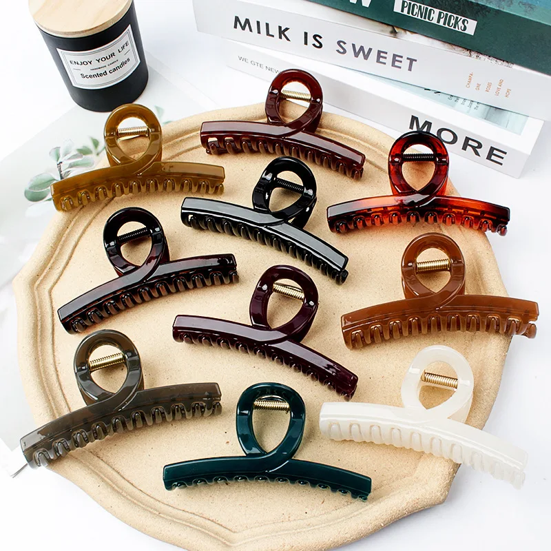 

Женский однотонный зажим для волос, модный длинный зажим для волос с крупной акулой, аксессуар для волос