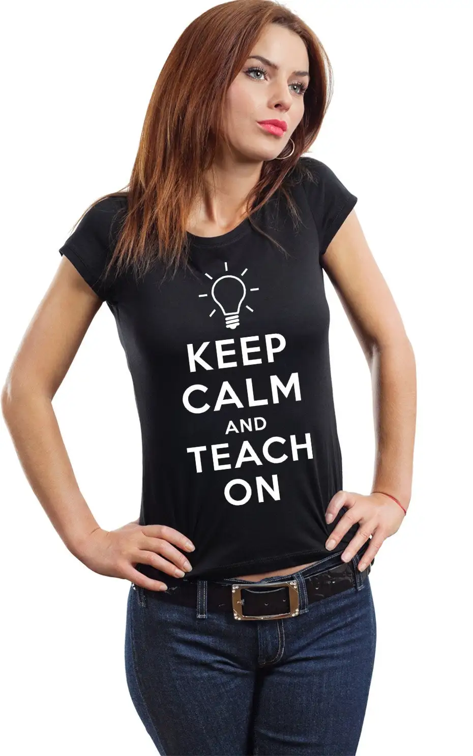 Женская футболка с надписью Keep Calm And Learning On Top женская для занятий учителем