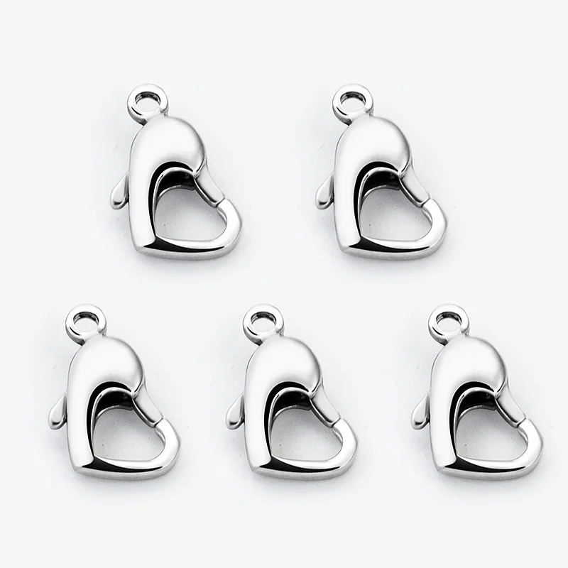 

5/10pcs/Lot Stainless Steel Heart Shaped Lobster Clasps Hooks For Necklaces Bracelets Anklets For DIY Jewelry Making Supplies