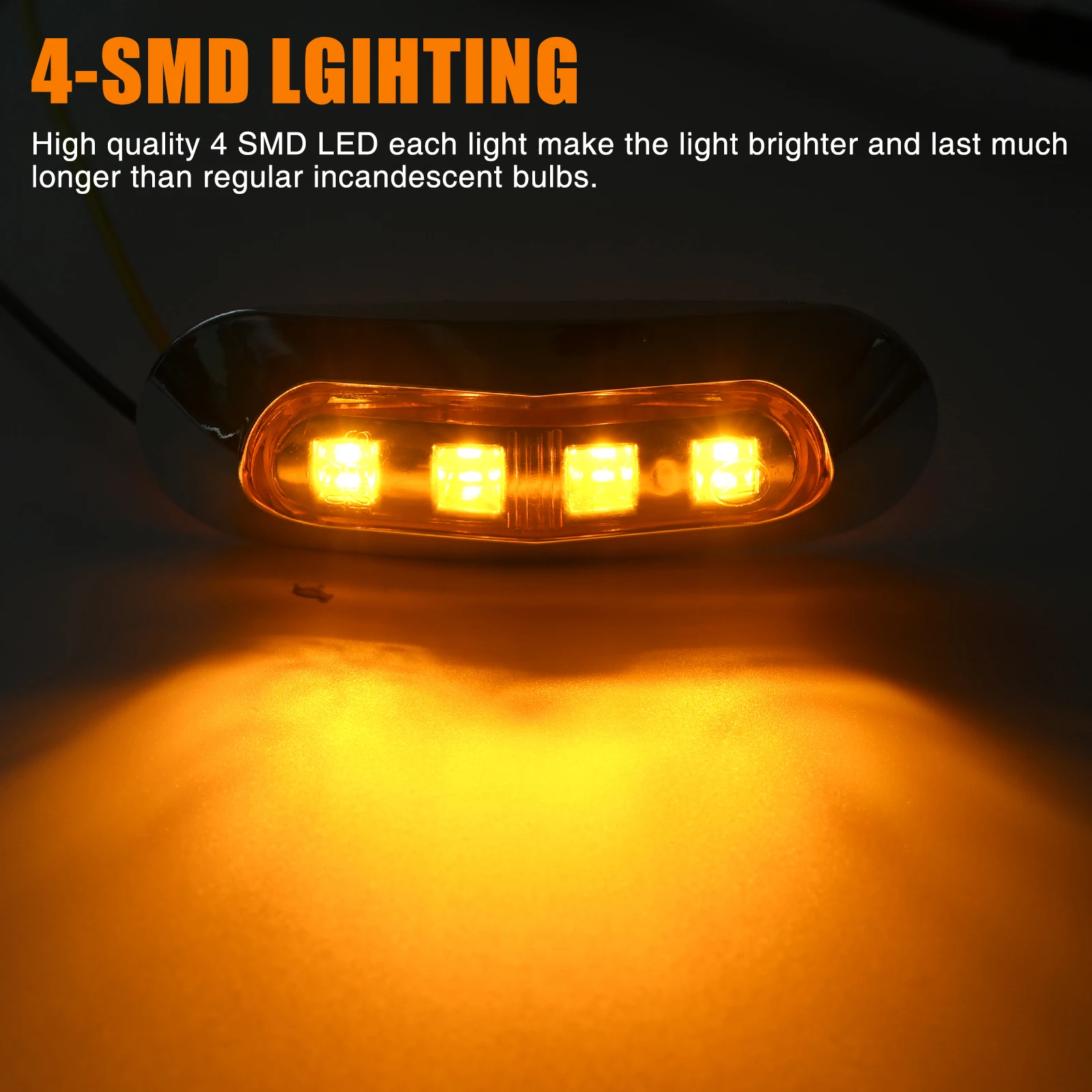 4x Янтарный 12 В-24 В 4 светодиодных боковых габаритных индикатора спереди и сзади