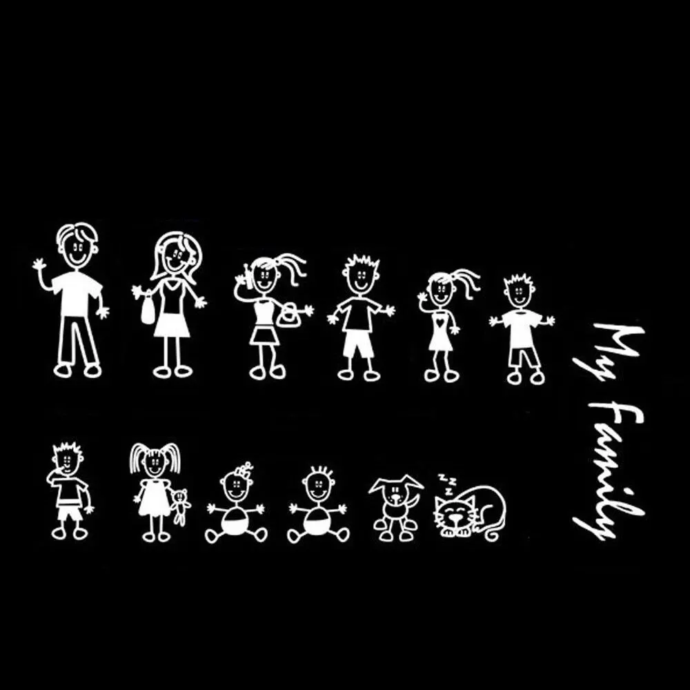 

13pcs Stick Figure My Family Car Decal Sticker Pet Dog Cat for Car Window