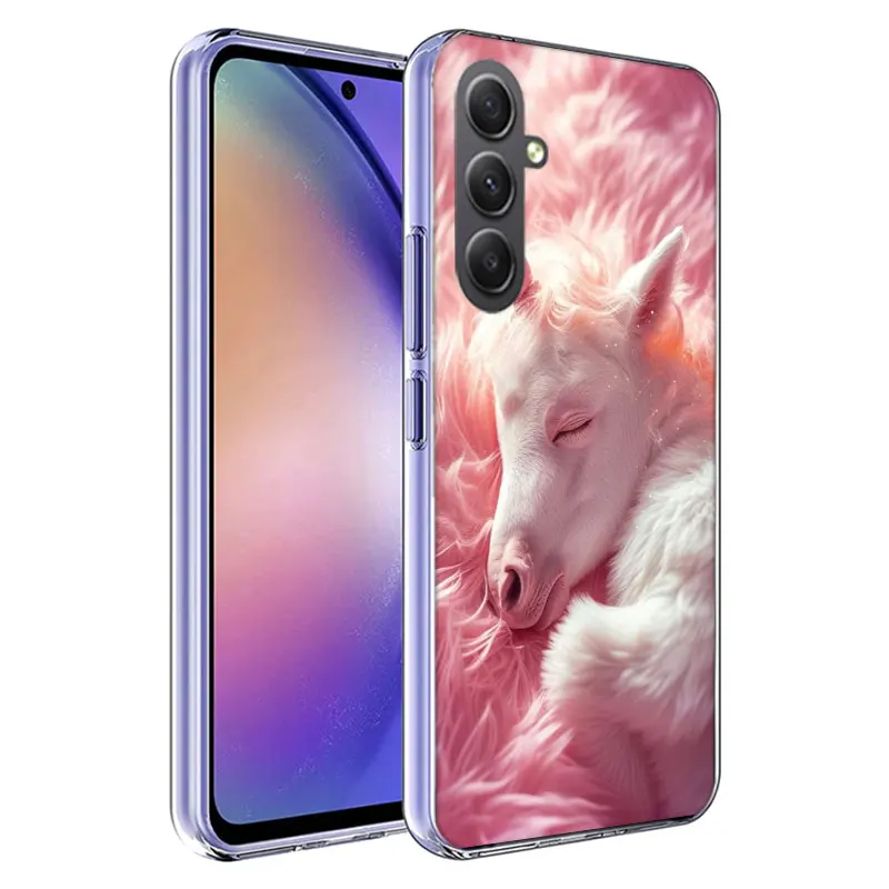 Белый детский Единорог для Samsung A54 A34 A24 A14 A53 A33 A23 A13 A52S A32 A22 A12 Phone Galaxy A03 A0