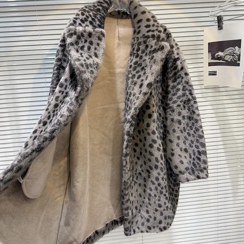 DEAT женский плащ со свободным зубчатым воротником и леопардовым узором толстые