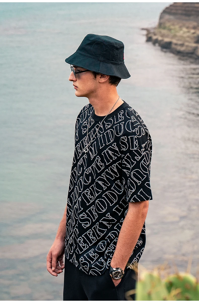 

8040 Street letter printed short-sleeved T-shirt men's trendy brand ins loose half-sleeved