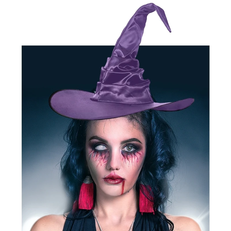 

Halloween Witch Costume Hat Gloves Socks Set Party Cap Women Ruched Wizard Hat Unisex Witchcap Cosplay Costume Accessory