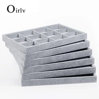 oirlv jewelry display tray silver grey velvet ring bracelet earring organizer tray necklace display case jewelry holder