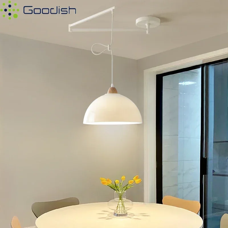 Фото Подвесные светильники Bauhaus Nordic Ambiance с регулируемым кронштейном и LED-подсветкой, художественные креативные лампы для гостиной, домашнего декора, люстра №2
