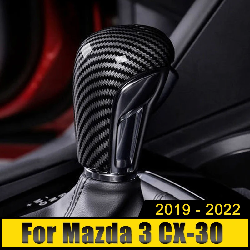 

ABS Carbon Fiber Car Gear Head Shift Knob Cover Case For Mazda 3 BP Axela CX-30 CX30 CX 30 CX-50 2019 2020 2021 2022 Accessories