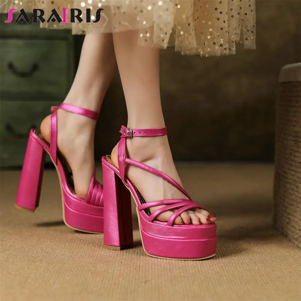 

SARAIRIS Luxury Elegant Niche Designer Women's Sandals Platform Chunky High Heels Buckle Sexy Female Dress Party Summer Shoes