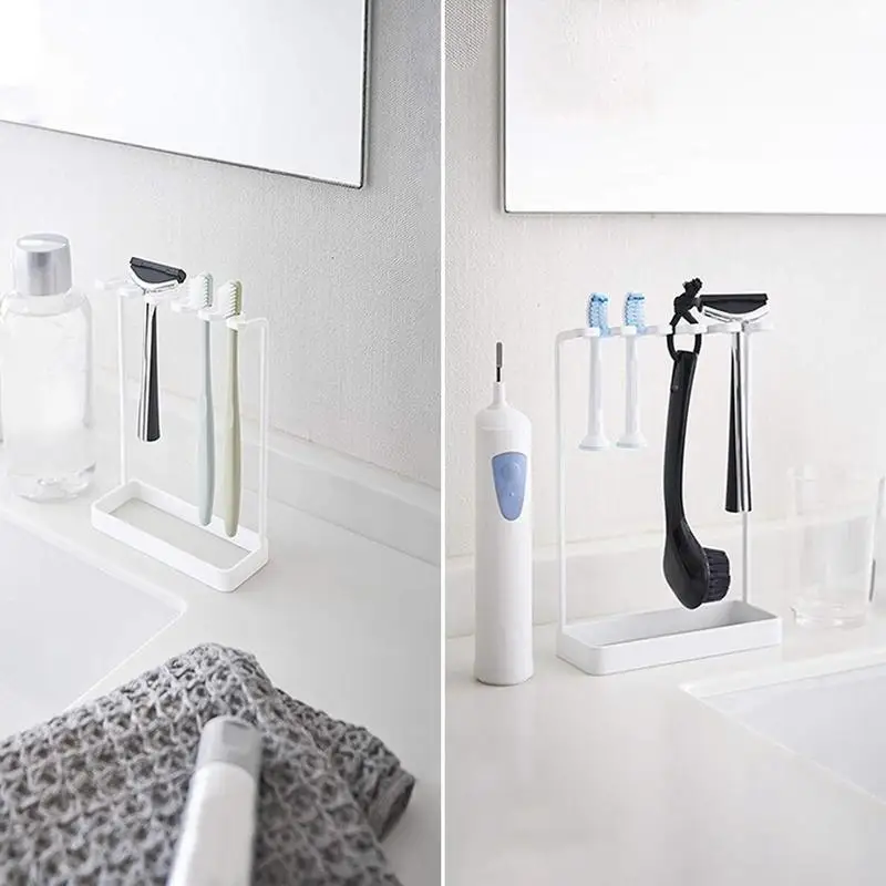 

Rustproof Toothbrush Holder Multipurpose Toothbrushes Drying Holders Iron Storage Razor Stand For Bathroom Organizer Accessories