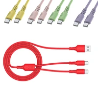 2in1 usb to dual type c male cable silicone mobile phone usb c charging cord type c charger line for cellphones usb