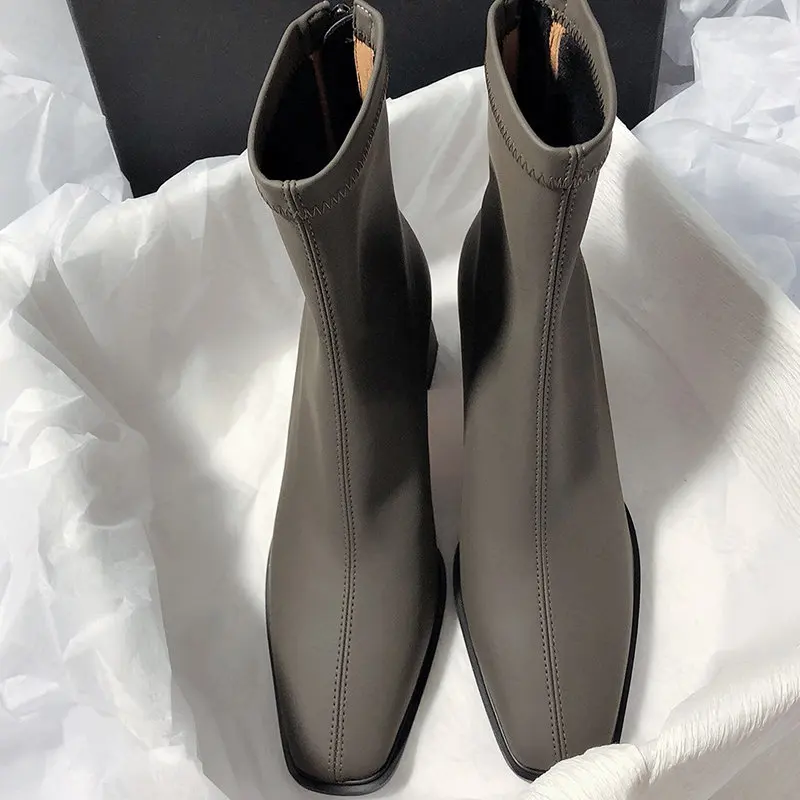 

Новинка, женские модные ботинки челси, обувь на высоком каблуке, женские офисные классические туфли-лодочки на массивном каблуке, Осень-зим...
