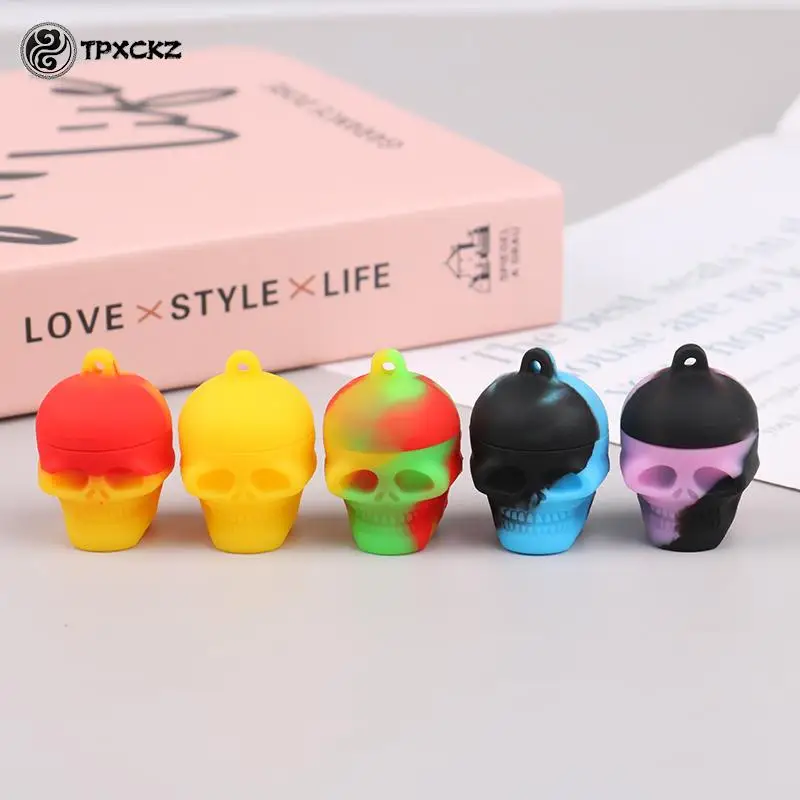 1pcs Skull Silicone Jar 3ml Skull Silicone Wax Container Storage Box Smoking Accessories For Oil Wax Jars Smoke Herb Tobacco