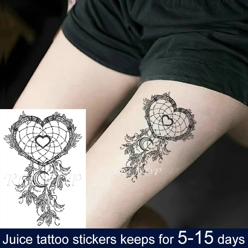 Водостойкие временные чернила для сока наклейки Ловец снов любовь сердце узор Луна фрукт в виде Луны гелевые долговечные татуировки для мужчин женщин мужчин
