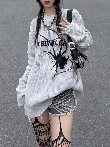 

Женский трикотажный пуловер с рисунком, в японском стиле