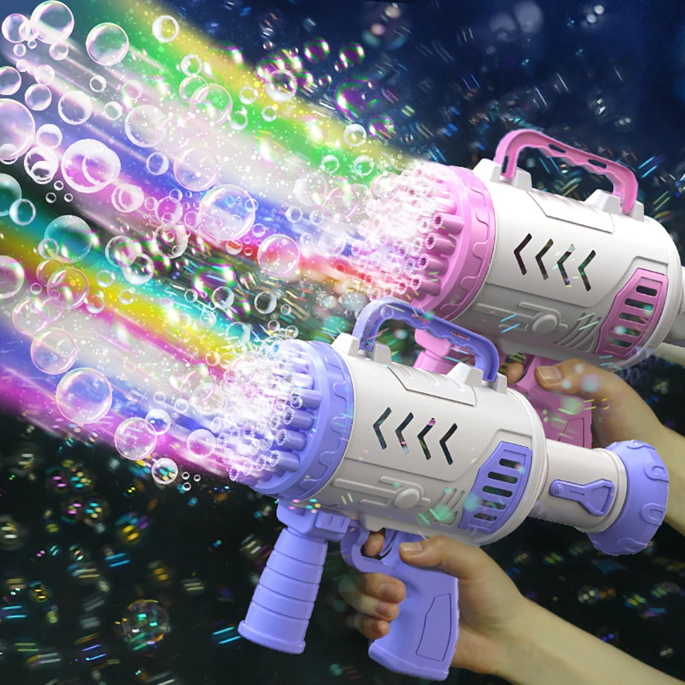 

37 Holes Gatlin Rocket Handheld Bubble Gun Electric Automatic Soap Bubbles Machine For Children Gift Party Portable Outdoor Toys