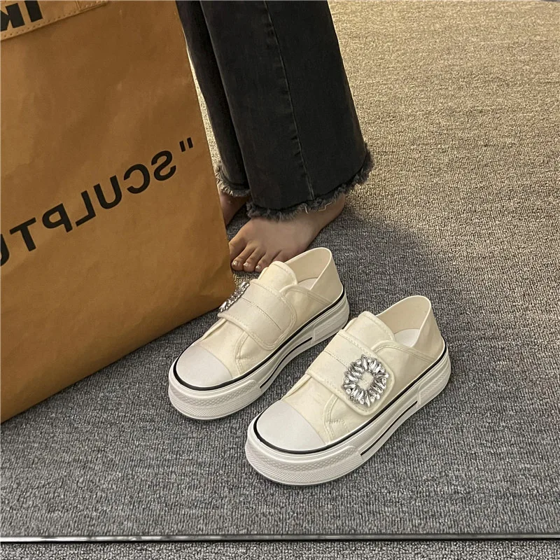 Универсальная Женская парусиновая обувь Студенческая на толстой подошве