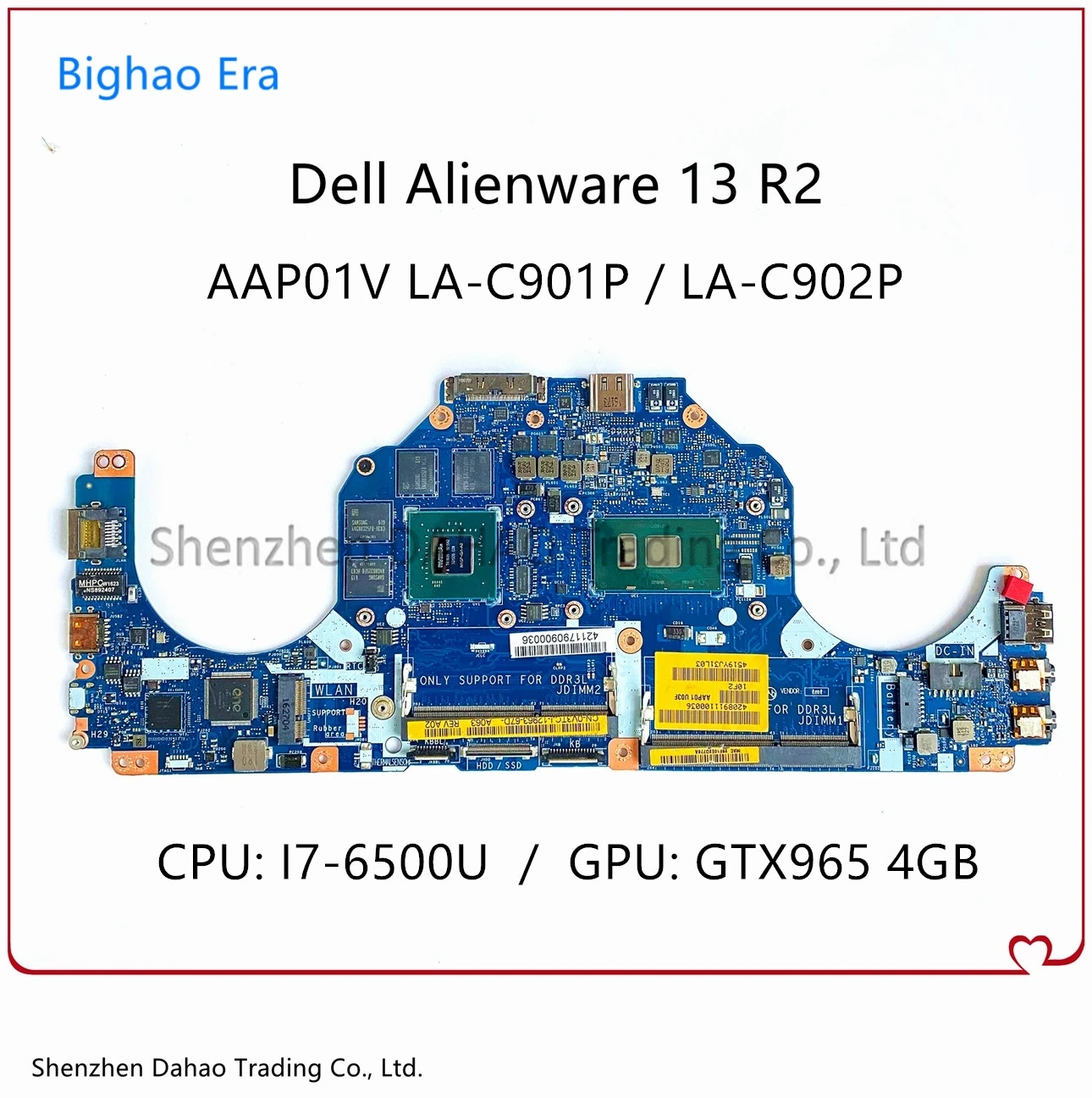 

For DELL Alienware 13 R2 Laptop Motherboard AAP01 LA-C901P LA-C902P CN-0TXYDJ 0TXYDJ MB With i7-6500U GTX965 4G-GPU 100% Working