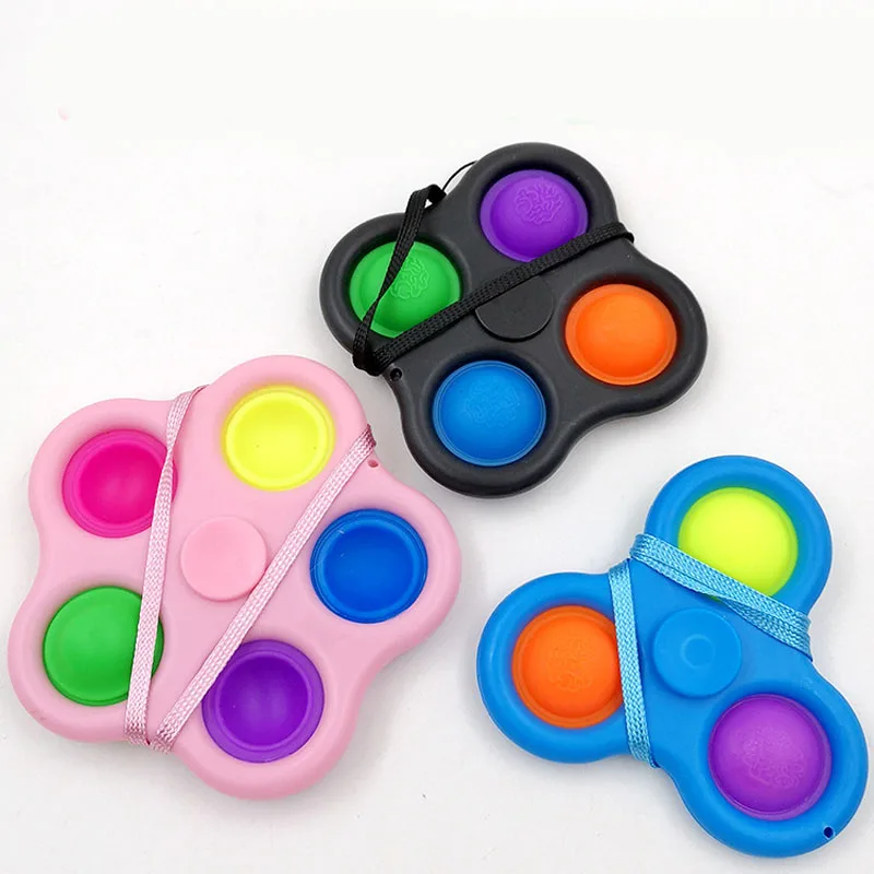 

Simple Dimple Spinner Fidget Toy Push Bubble Sensory Keychain Autism Squeeze Anti Stress Reliever Funny Gift for Adult Kids
