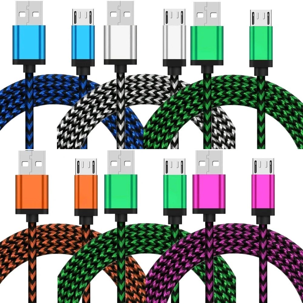 

Micro USB Cable 1M 2M 3m Nylon Braided V8 Fast Charging Data Charger Cord For Samsung Huawei Xiaomi Android Phone